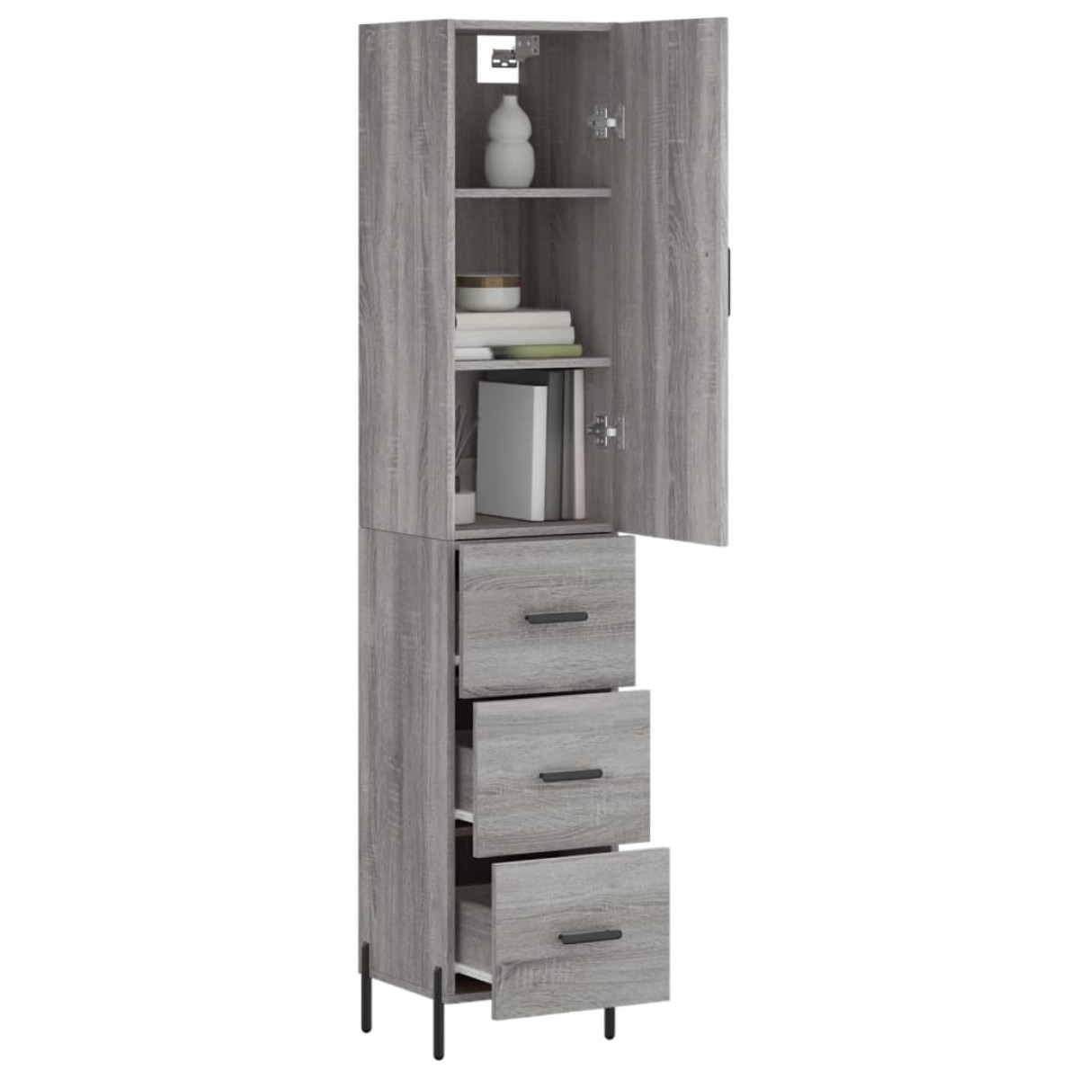 vidaXL Μπουφές Sonoma Γκρι 34,5 x 34 x 180 εκ. από Επεξεργασμένο Ξύλο