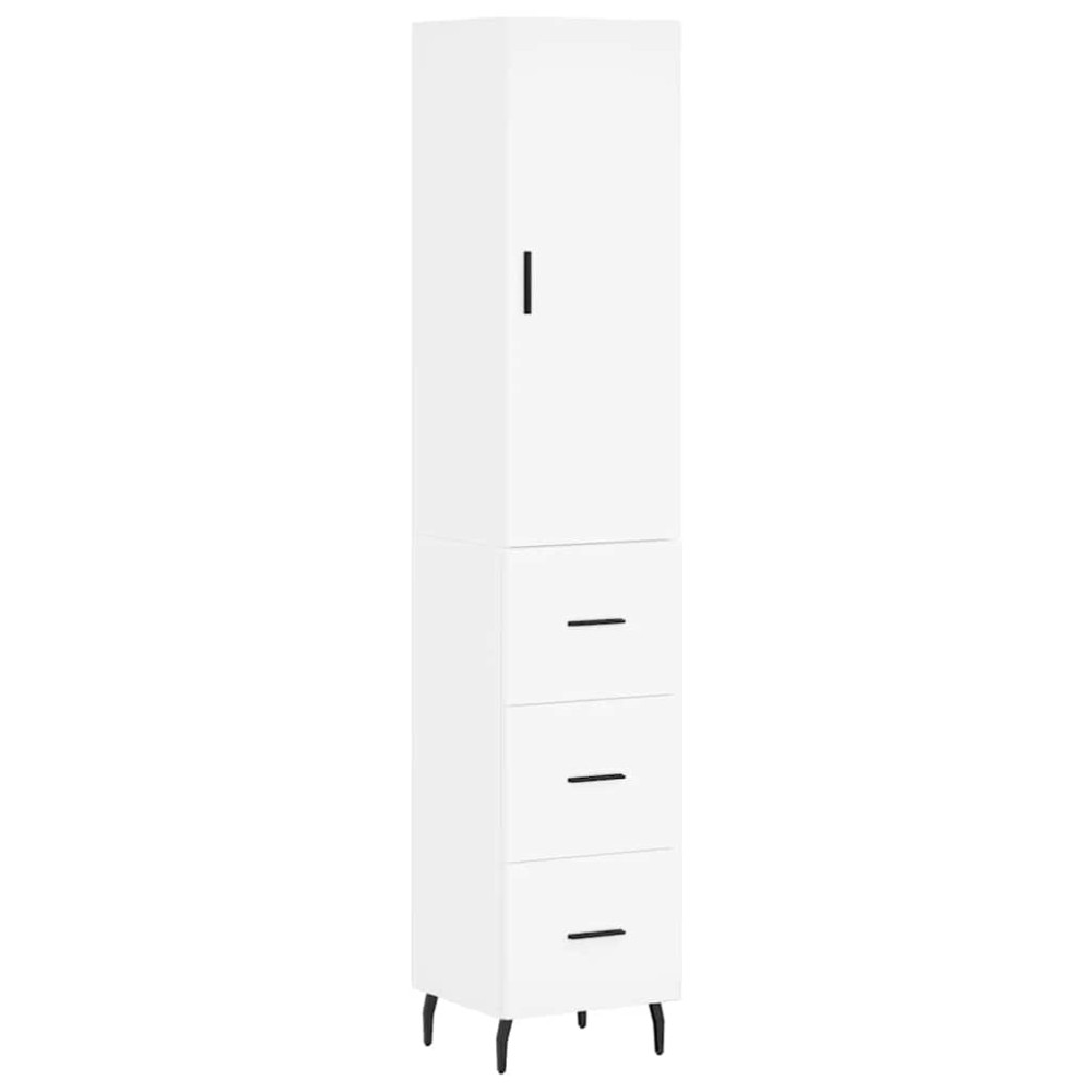 vidaXL Ντουλάπι Λευκό 34,5 x 34 x 180 εκ. από Επεξεργασμένο Ξύλο