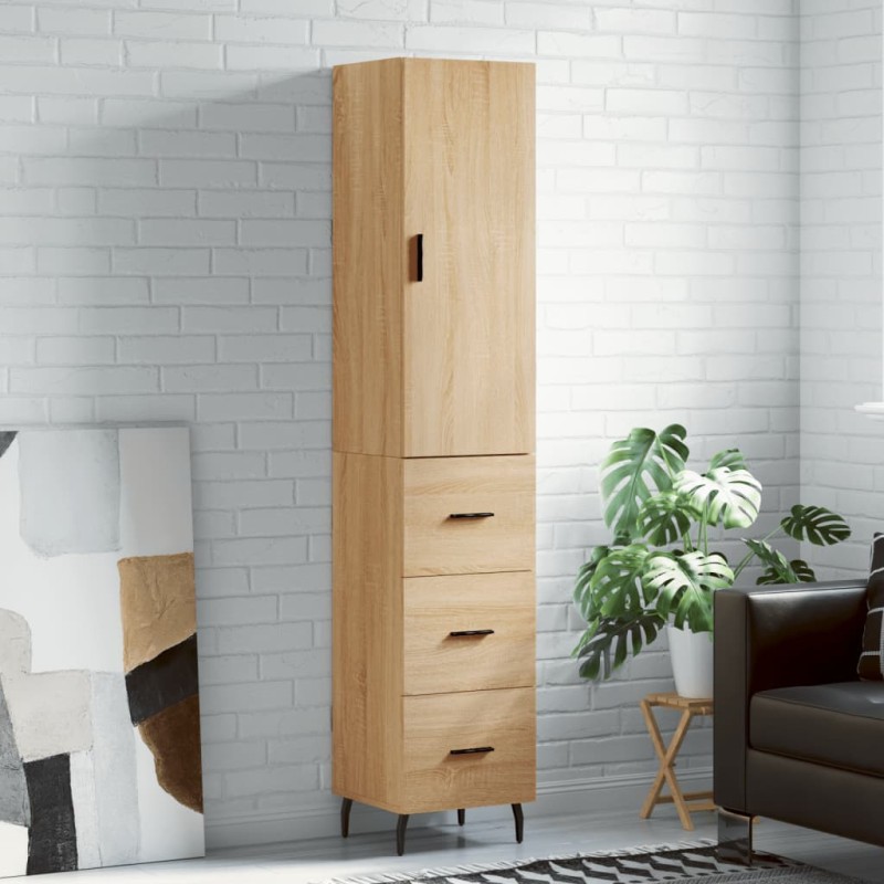 vidaXL Μπουφές Sonoma δρυς 34,5 x 34 x 180 εκ. από Επεξεργασμένο Ξύλο