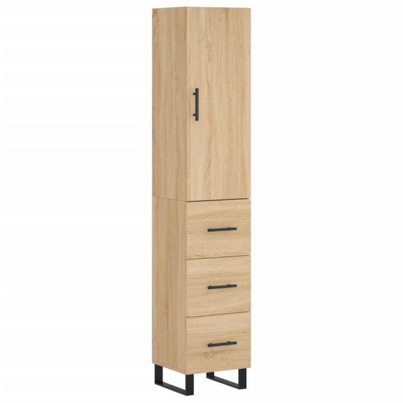 vidaXL Μπουφές Sonoma δρυς 34,5 x 34 x 180 εκ. από Επεξεργασμένο Ξύλο