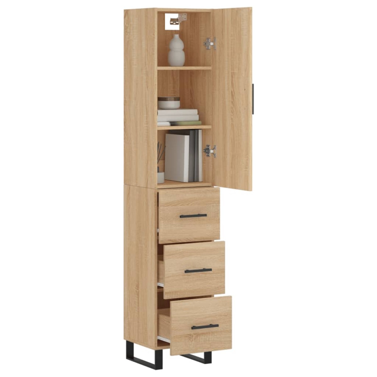 vidaXL Μπουφές Sonoma δρυς 34,5 x 34 x 180 εκ. από Επεξεργασμένο Ξύλο