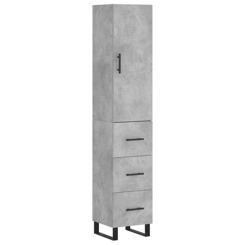 vidaXL Ντουλάπι Γκρι Σκυροδέματος 34,5x34x180 εκ. Επεξεργασμένο Ξύλο