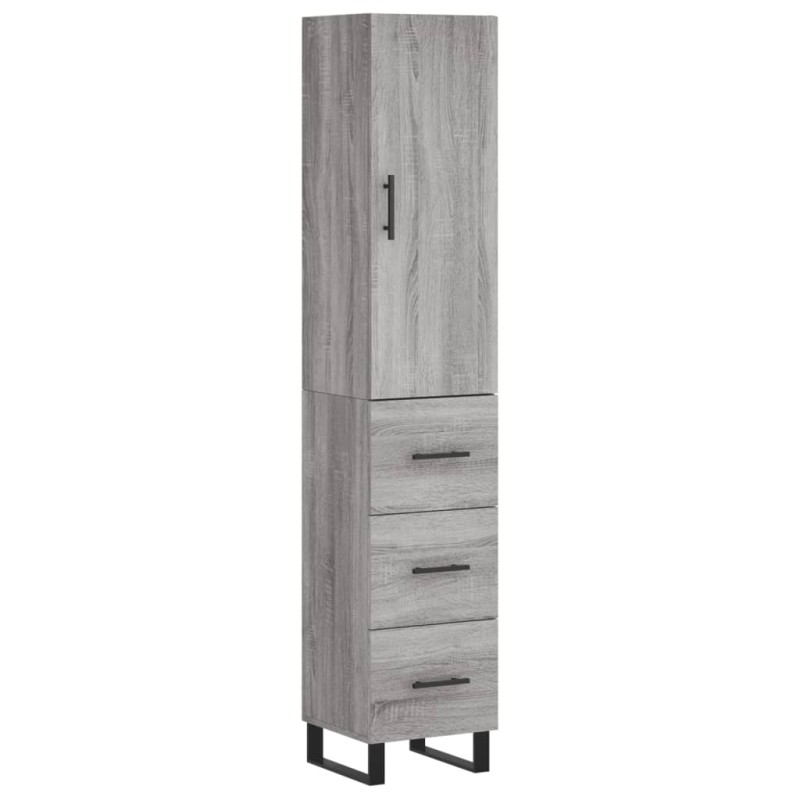 vidaXL Μπουφές Sonoma Γκρι 34,5 x 34 x 180 εκ. από Επεξεργασμένο Ξύλο