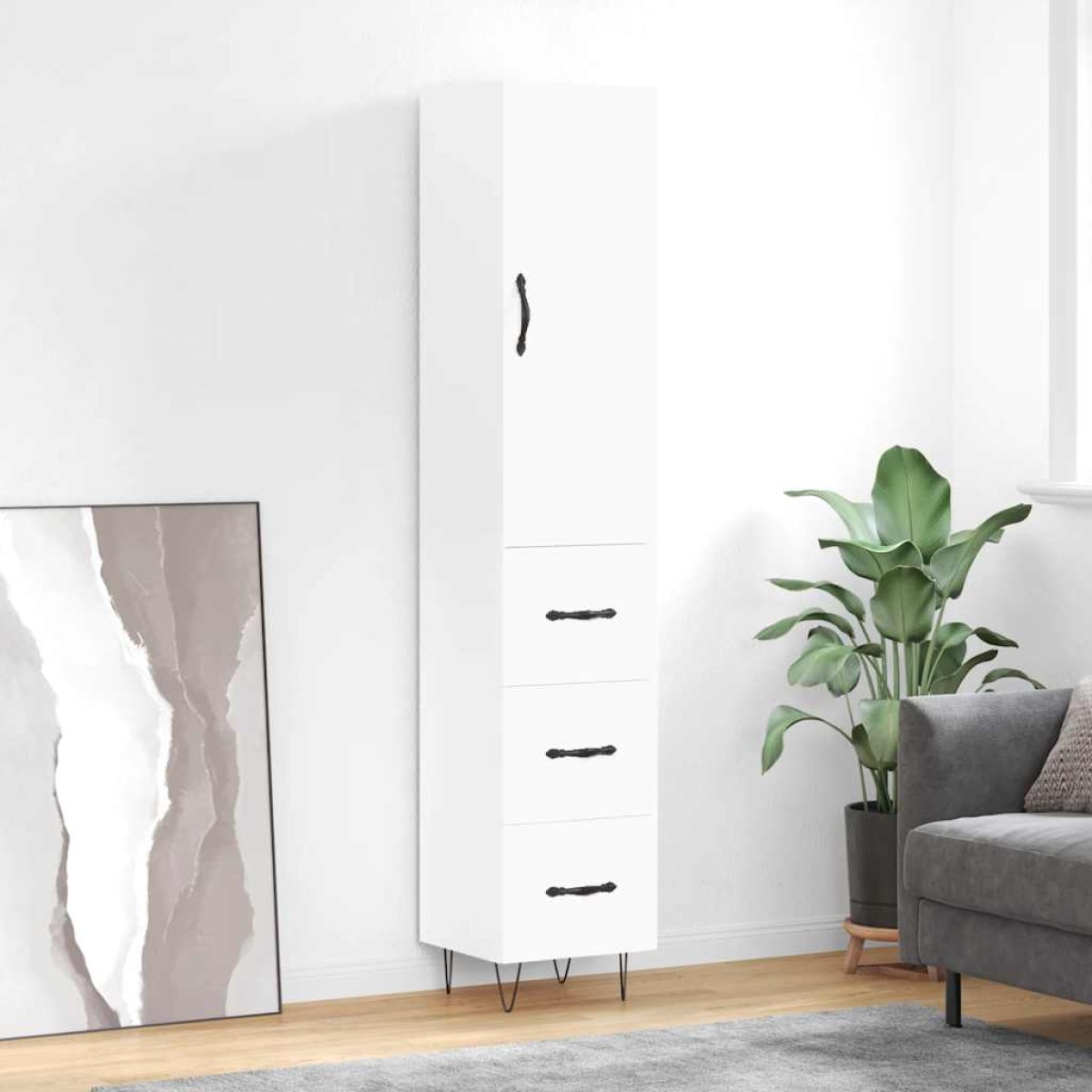 vidaXL Ντουλάπι Λευκός 34,5 x 34 x 180 εκ. από Επεξεργασμένο Ξύλο