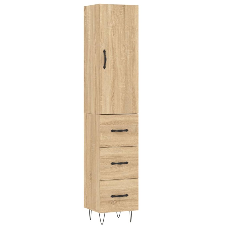 vidaXL Μπουφές Sonoma δρυς 34,5 x 34 x 180 εκ. από Επεξεργασμένο Ξύλο