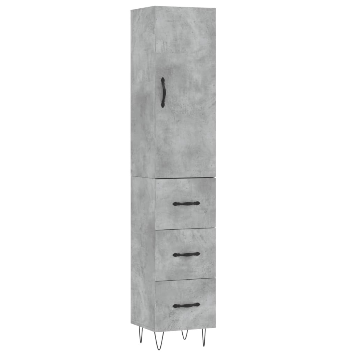 vidaXL Ντουλάπι Γκρι Σκυροδέματος 34,5x34x180 εκ. Επεξεργασμένο Ξύλο