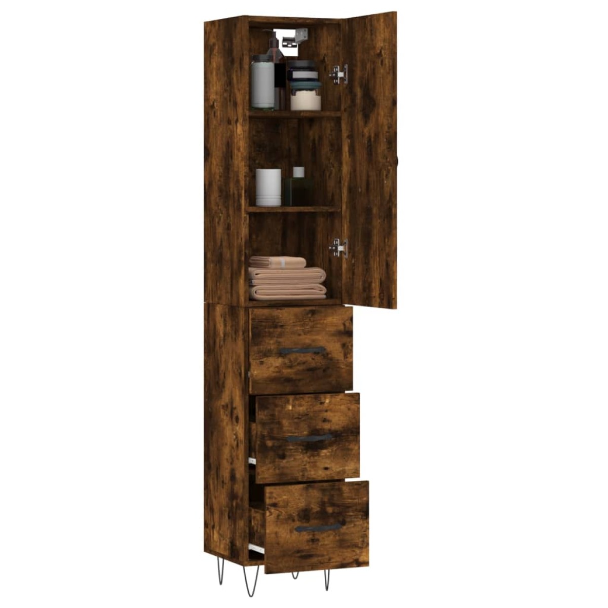 vidaXL Ντουλάπι Καπνιστή δρυς 34,5x34x180 εκ. από Επεξεργασμένο Ξύλο