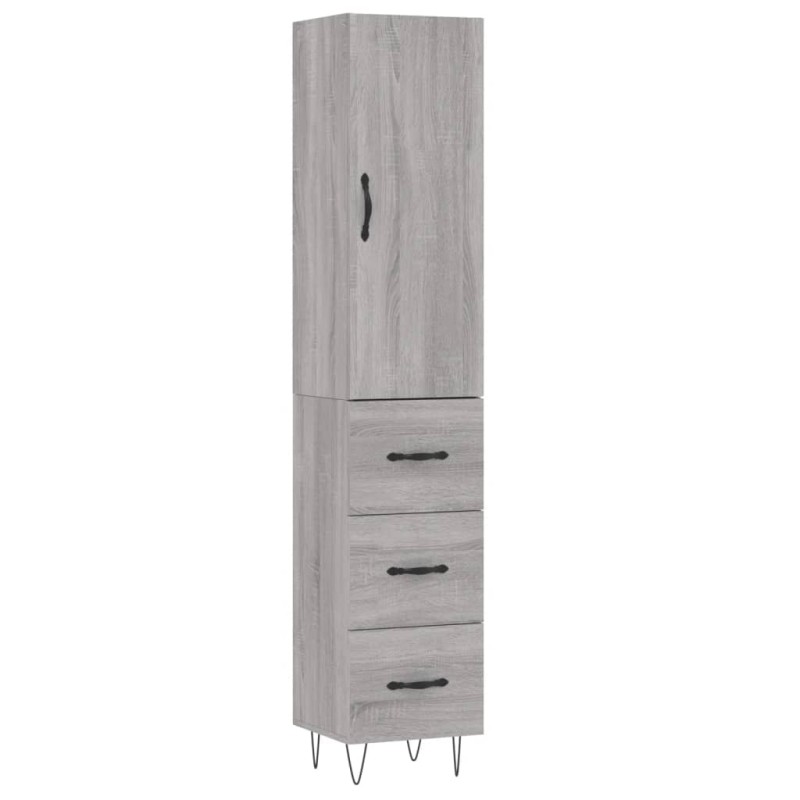 vidaXL Μπουφές Sonoma Γκρι 34,5 x 34 x 180 εκ. από Επεξεργασμένο Ξύλο
