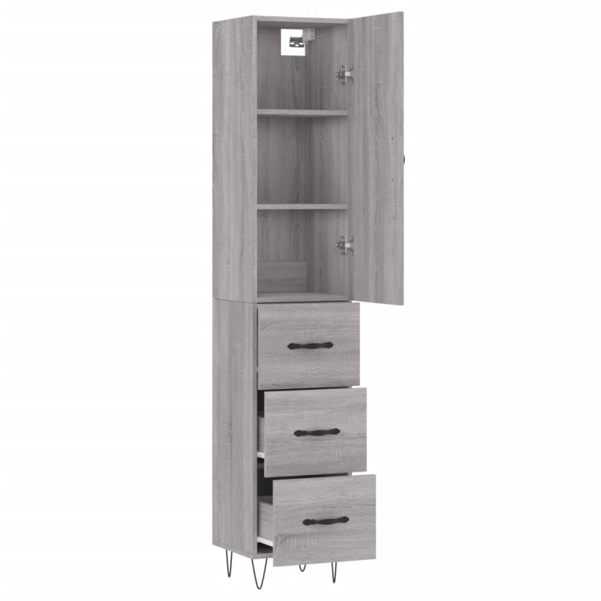 vidaXL Μπουφές Sonoma Γκρι 34,5 x 34 x 180 εκ. από Επεξεργασμένο Ξύλο