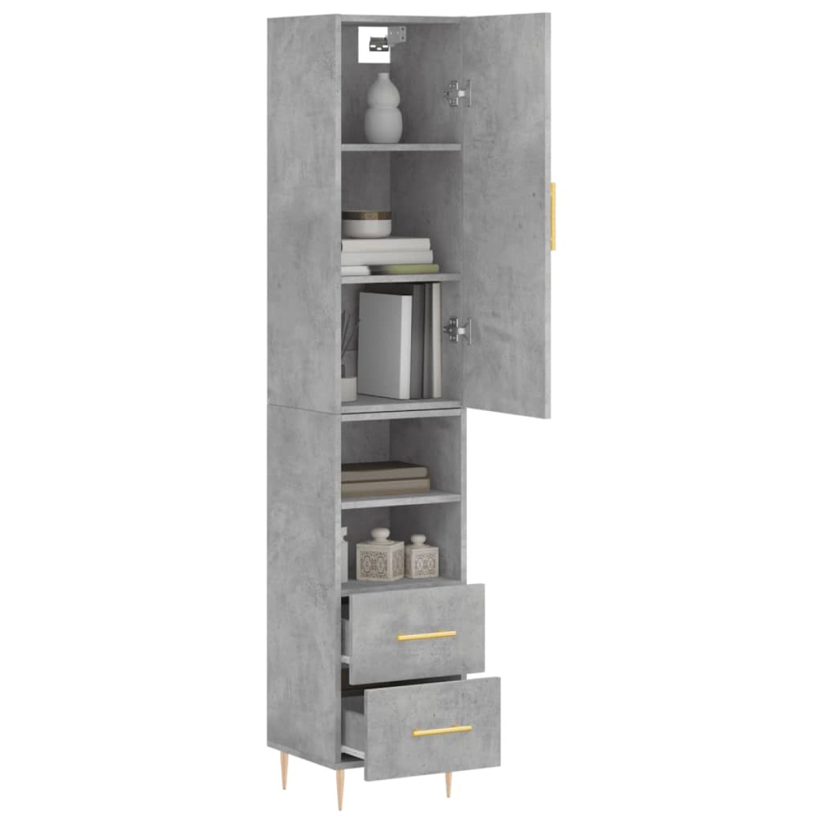 vidaXL Ντουλάπι Γκρι Σκυροδέματος 34,5x34x180 εκ. Επεξεργασμένο Ξύλο