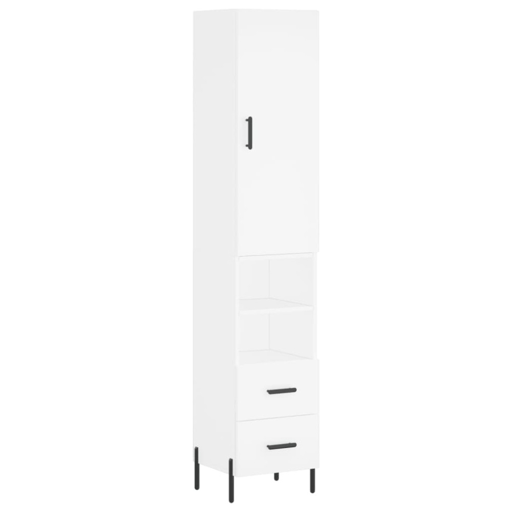 vidaXL Ντουλάπι Λευκό 34,5 x 34 x 180 εκ. από Επεξεργασμένο Ξύλο