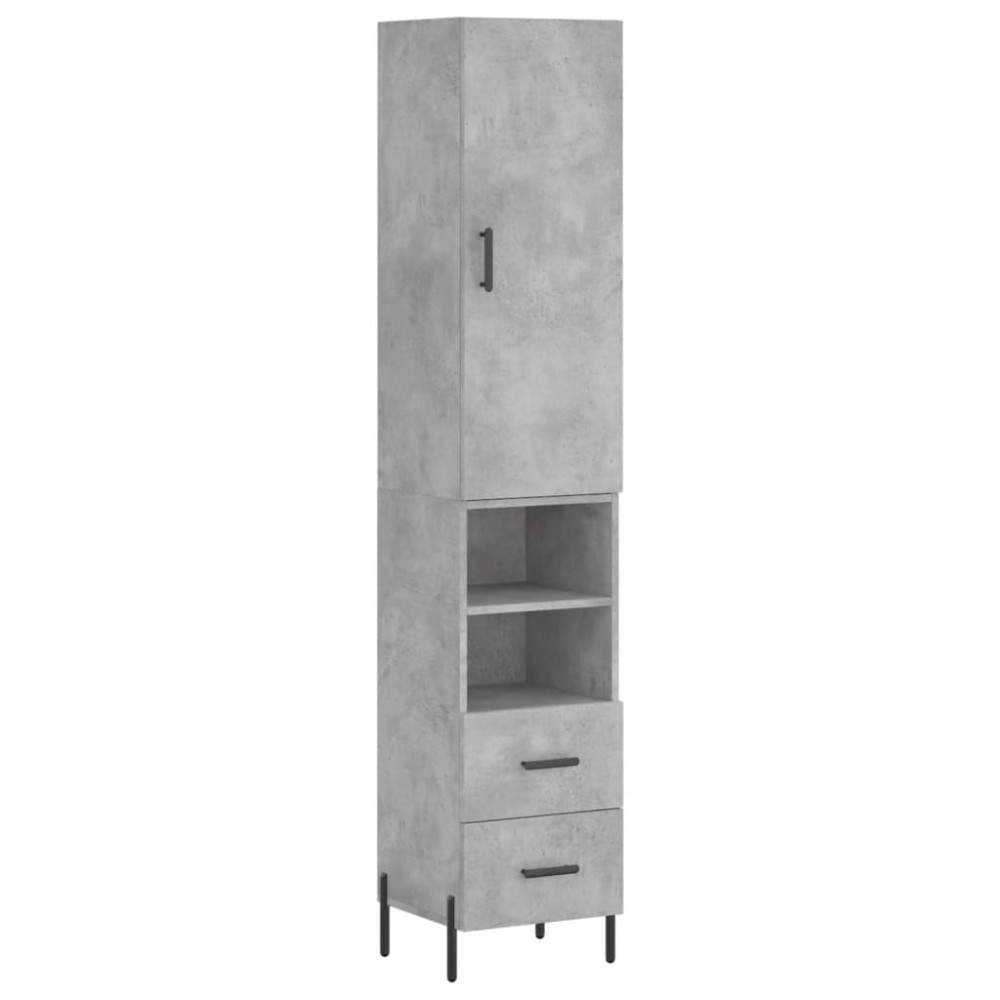 vidaXL Ντουλάπι Γκρι Σκυροδέματος 34,5x34x180 εκ. Επεξεργασμένο Ξύλο
