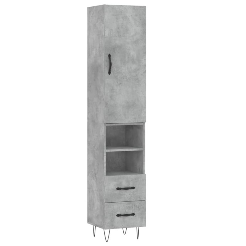 vidaXL Ντουλάπι Γκρι Σκυροδέματος 34,5x34x180 εκ. Επεξεργασμένο Ξύλο