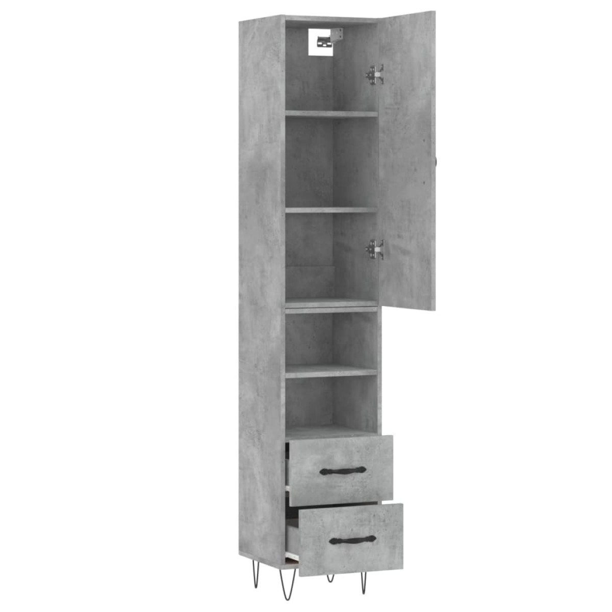 vidaXL Ντουλάπι Γκρι Σκυροδέματος 34,5x34x180 εκ. Επεξεργασμένο Ξύλο
