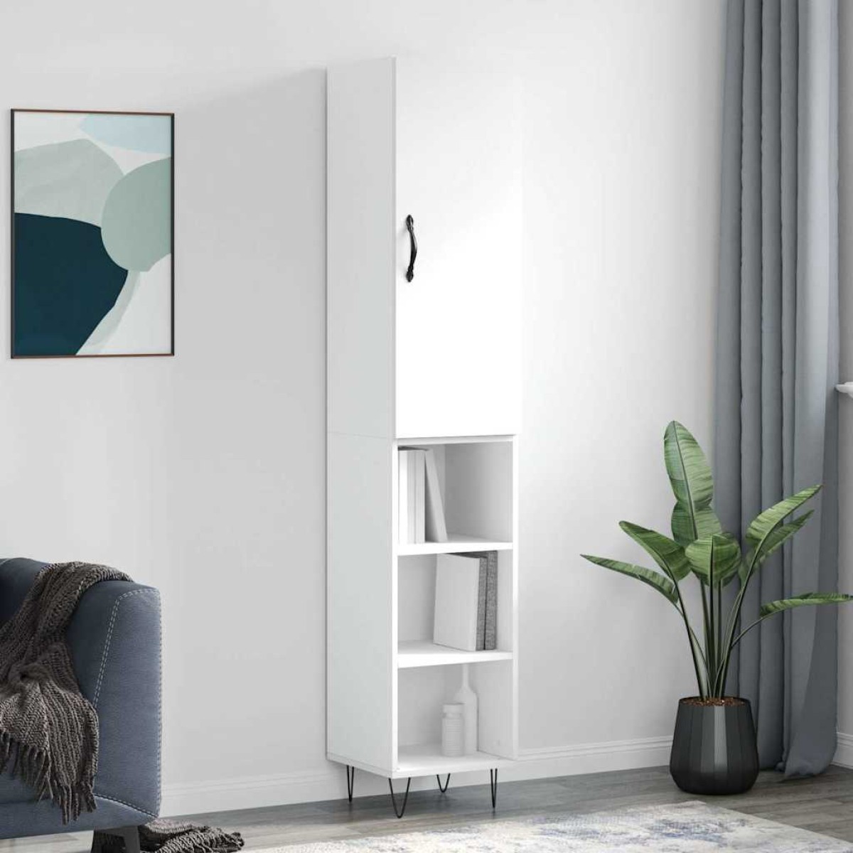 vidaXL Ντουλάπι Λευκός 34,5 x 34 x 180 εκ. από Επεξεργασμένο Ξύλο