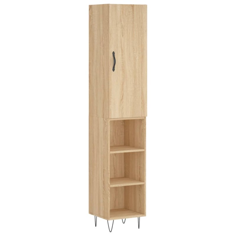 vidaXL Μπουφές Sonoma δρυς 34,5 x 34 x 180 εκ. από Επεξεργασμένο Ξύλο