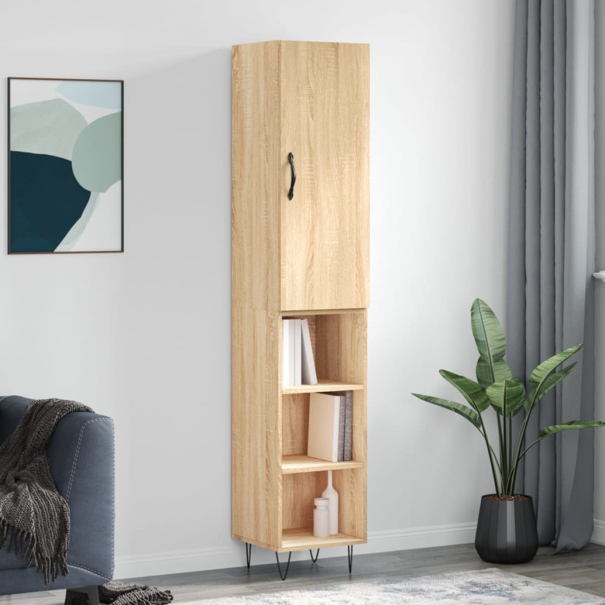 vidaXL Μπουφές Sonoma δρυς 34,5 x 34 x 180 εκ. από Επεξεργασμένο Ξύλο