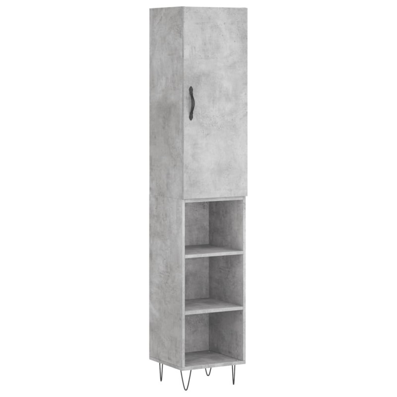 vidaXL Ντουλάπι Γκρι Σκυροδέματος 34,5x34x180 εκ. Επεξεργασμένο Ξύλο