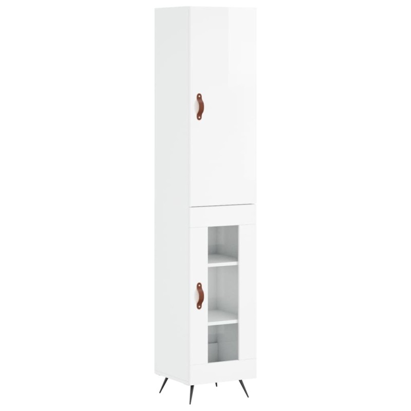 vidaXL Ντουλάπι Γυαλ. Λευκό 34,5 x 34 x 180 εκ. από Επεξεργασμένο Ξύλο