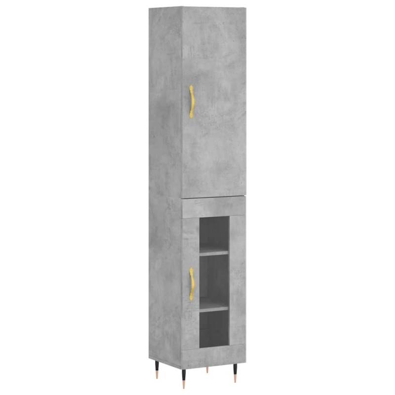 vidaXL Ντουλάπι Γκρι Σκυροδέματος 34,5x34x180 εκ. Επεξεργασμένο Ξύλο