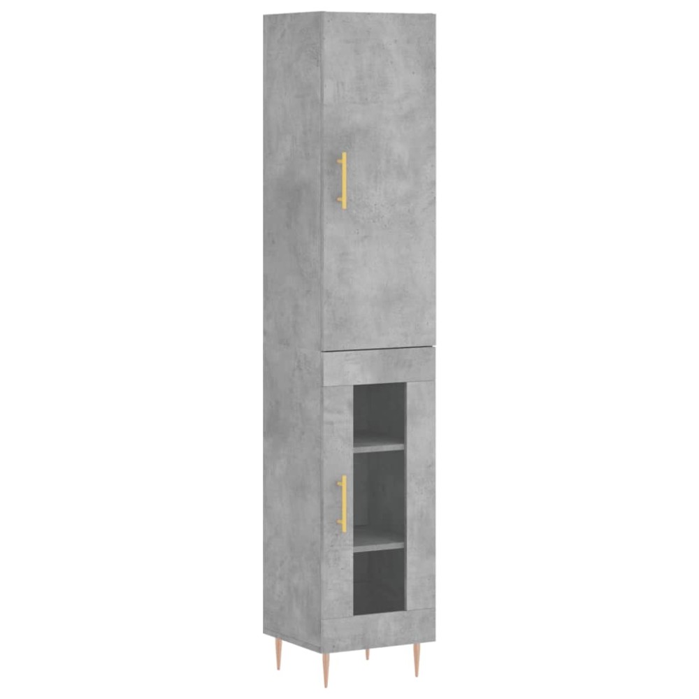 vidaXL Ντουλάπι Γκρι Σκυροδέματος 34,5x34x180 εκ. Επεξεργασμένο Ξύλο