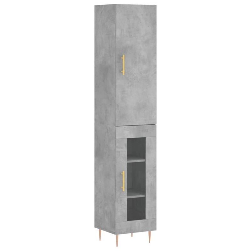 vidaXL Ντουλάπι Γκρι Σκυροδέματος 34,5x34x180 εκ. Επεξεργασμένο Ξύλο