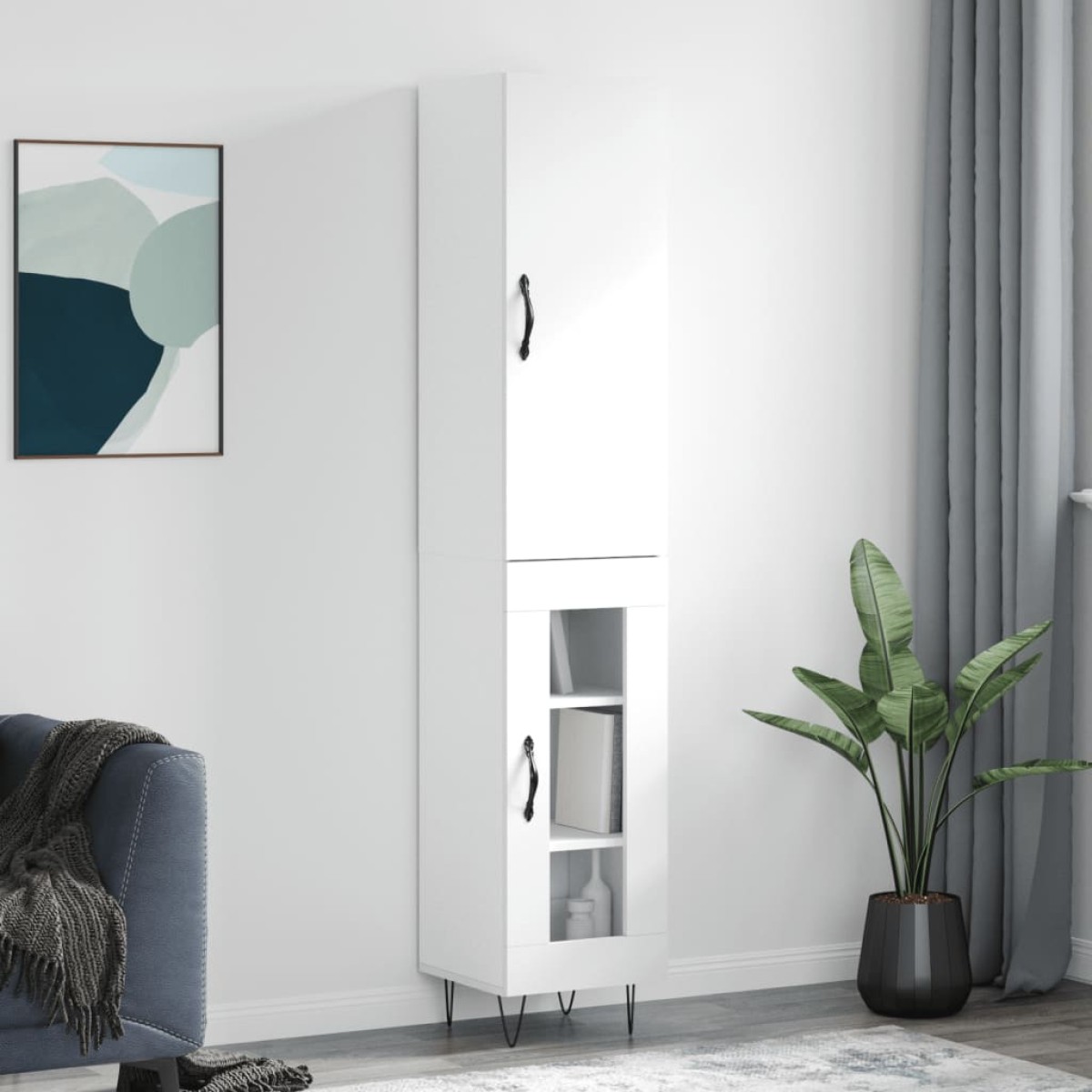 vidaXL Ντουλάπι Λευκός 34,5 x 34 x 180 εκ. από Επεξεργασμένο Ξύλο
