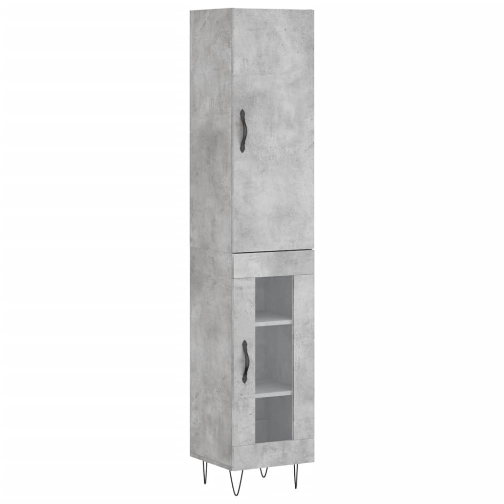 vidaXL Ντουλάπι Γκρι Σκυροδέματος 34,5x34x180 εκ. Επεξεργασμένο Ξύλο