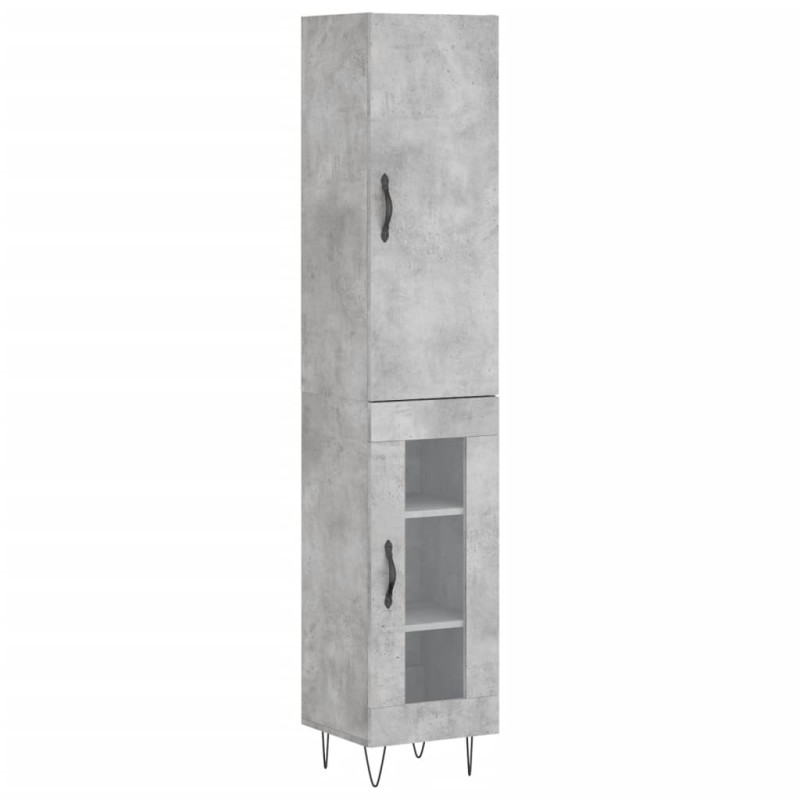vidaXL Ντουλάπι Γκρι Σκυροδέματος 34,5x34x180 εκ. Επεξεργασμένο Ξύλο