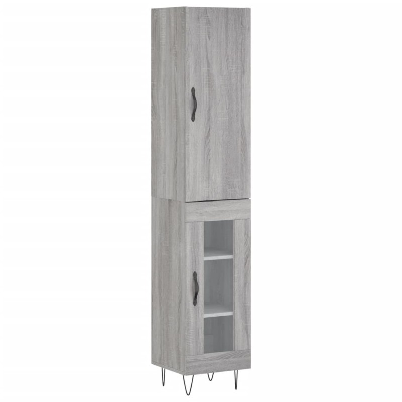 vidaXL Μπουφές Sonoma Γκρι 34,5 x 34 x 180 εκ. από Επεξεργασμένο Ξύλο