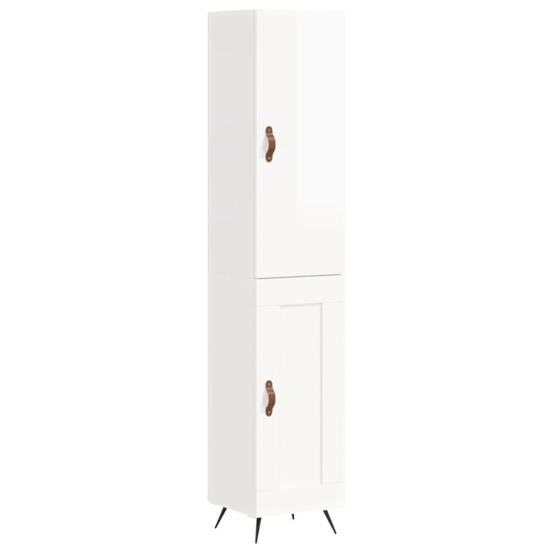 vidaXL Ντουλάπι Γυαλ. Λευκό 34,5 x 34 x 180 εκ. από Επεξεργασμένο Ξύλο