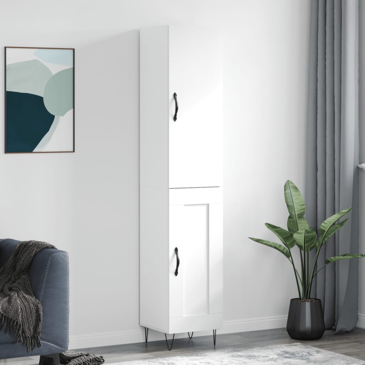 vidaXL Ντουλάπι Λευκός 34,5 x 34 x 180 εκ. από Επεξεργασμένο Ξύλο