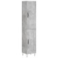 vidaXL Ντουλάπι Γκρι Σκυροδέματος 34,5x34x180 εκ. Επεξεργασμένο Ξύλο