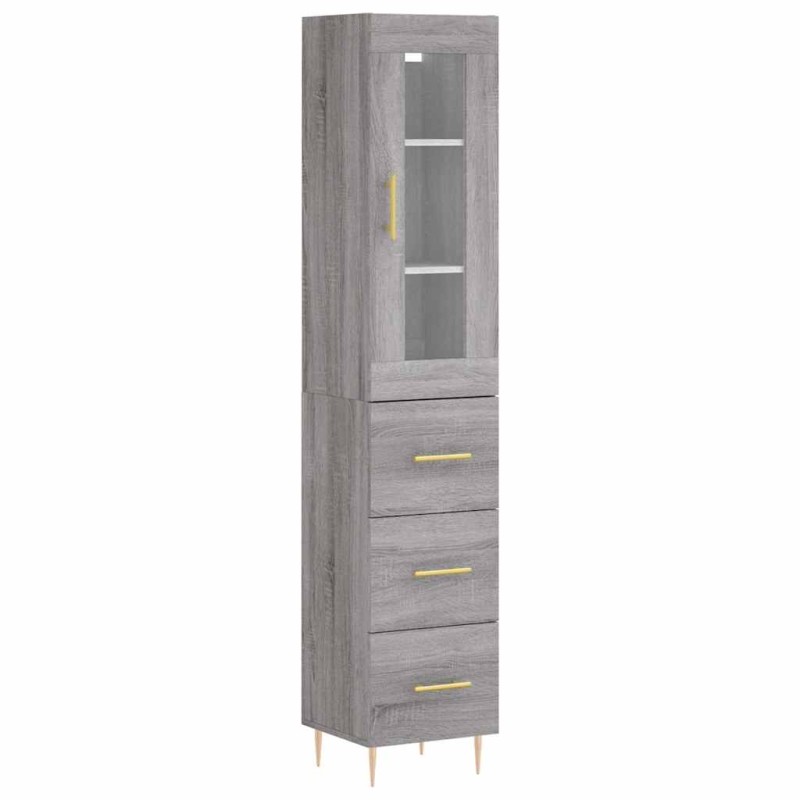 vidaXL Μπουφές Sonoma Γκρι 34,5 x 34 x 180 εκ. από Επεξεργασμένο Ξύλο