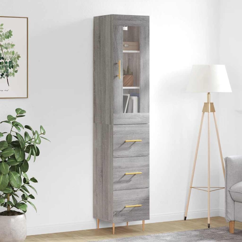 vidaXL Μπουφές Sonoma Γκρι 34,5 x 34 x 180 εκ. από Επεξεργασμένο Ξύλο