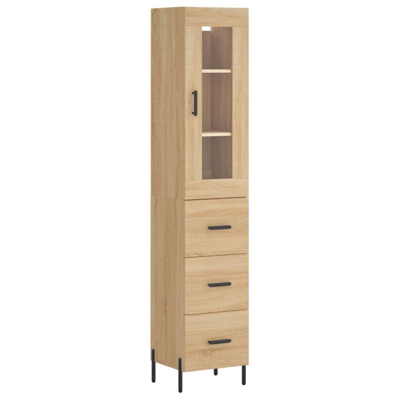 vidaXL Μπουφές Sonoma δρυς 34,5 x 34 x 180 εκ. από Επεξεργασμένο Ξύλο