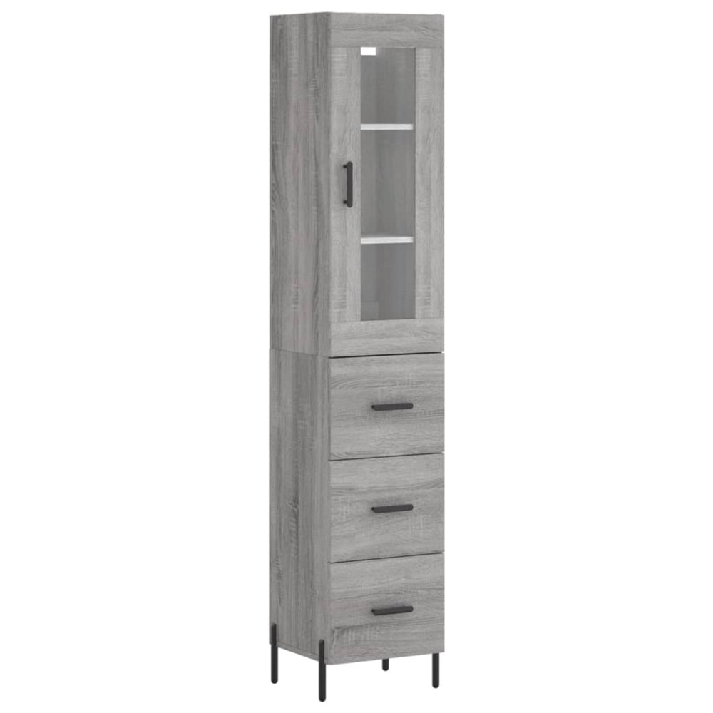 vidaXL Μπουφές Sonoma Γκρι 34,5 x 34 x 180 εκ. από Επεξεργασμένο Ξύλο
