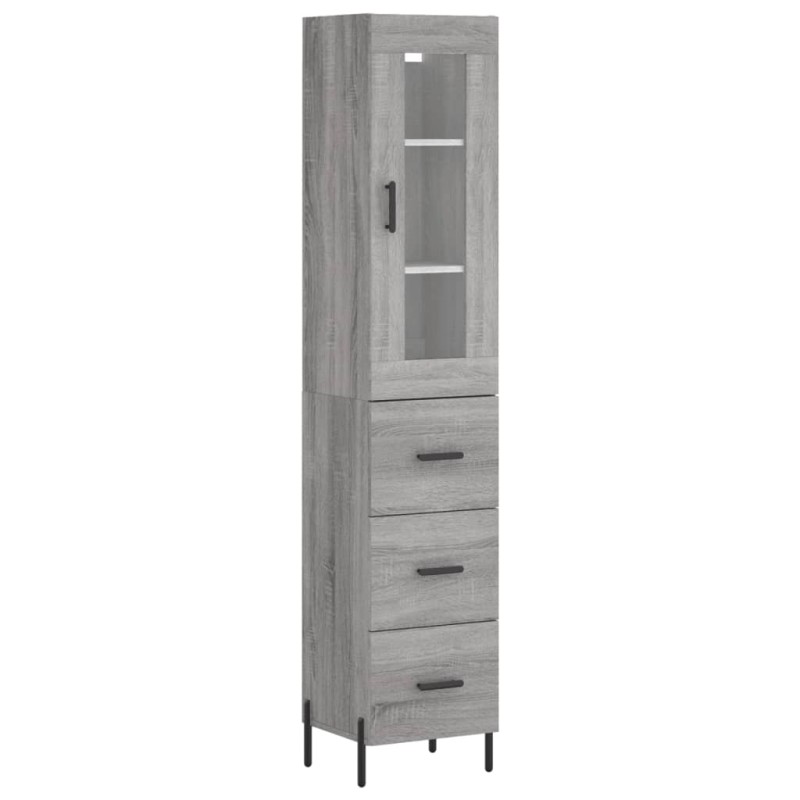 vidaXL Μπουφές Sonoma Γκρι 34,5 x 34 x 180 εκ. από Επεξεργασμένο Ξύλο