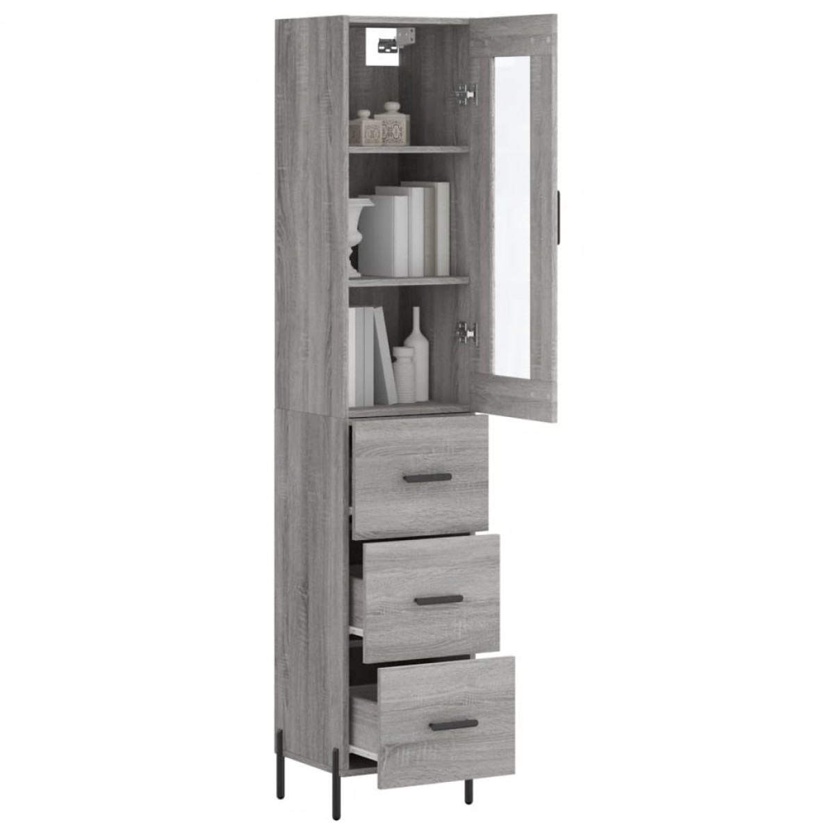 vidaXL Μπουφές Sonoma Γκρι 34,5 x 34 x 180 εκ. από Επεξεργασμένο Ξύλο