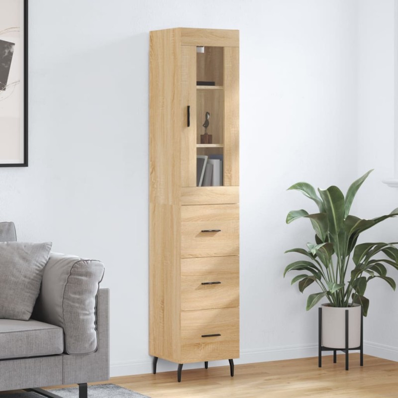 vidaXL Μπουφές Sonoma δρυς 34,5 x 34 x 180 εκ. από Επεξεργασμένο Ξύλο