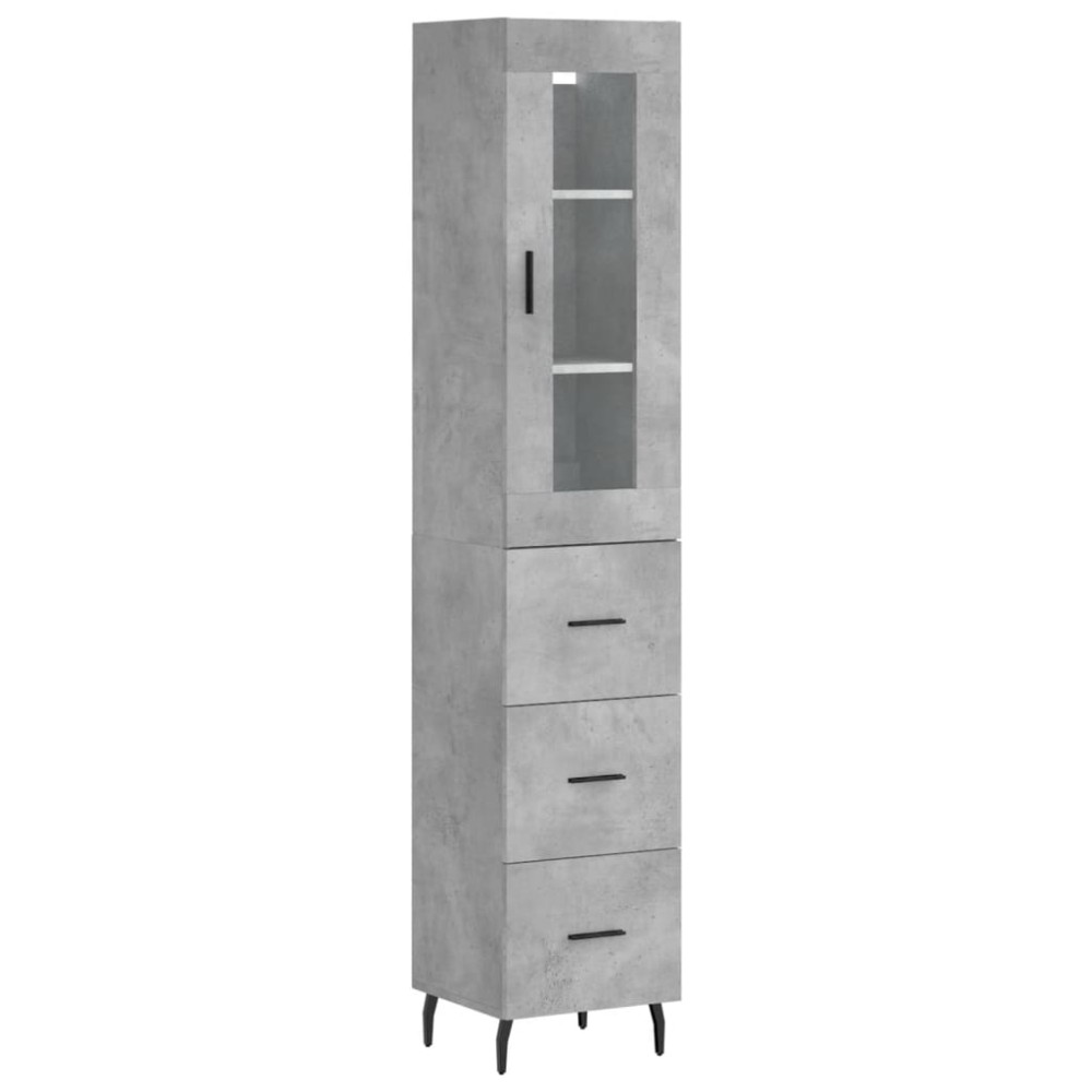 vidaXL Ντουλάπι Γκρι Σκυροδέματος 34,5x34x180 εκ. Επεξεργασμένο Ξύλο