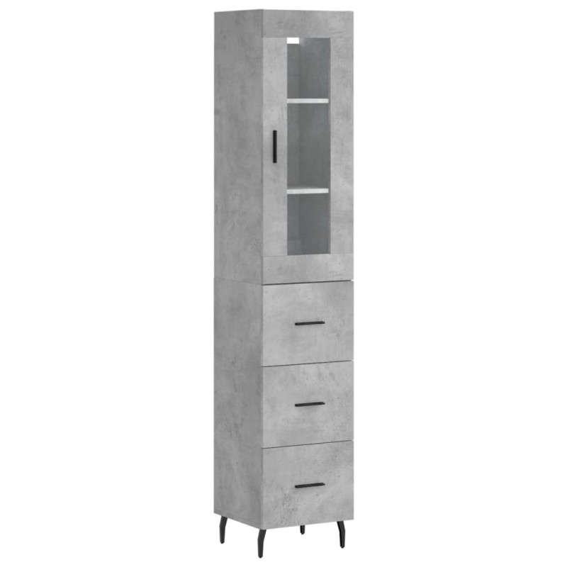 vidaXL Ντουλάπι Γκρι Σκυροδέματος 34,5x34x180 εκ. Επεξεργασμένο Ξύλο