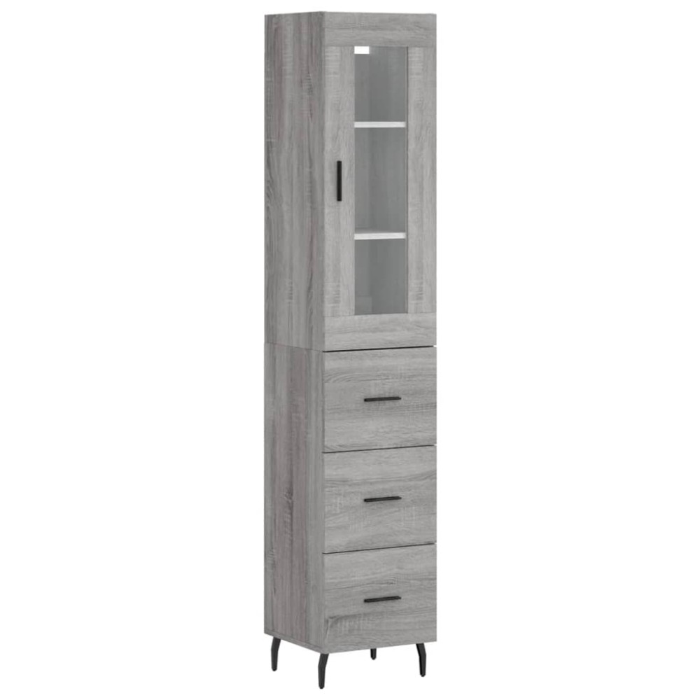 vidaXL Μπουφές Sonoma Γκρι 34,5 x 34 x 180 εκ. από Επεξεργασμένο Ξύλο