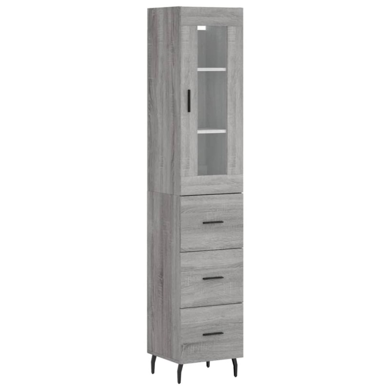 vidaXL Μπουφές Sonoma Γκρι 34,5 x 34 x 180 εκ. από Επεξεργασμένο Ξύλο