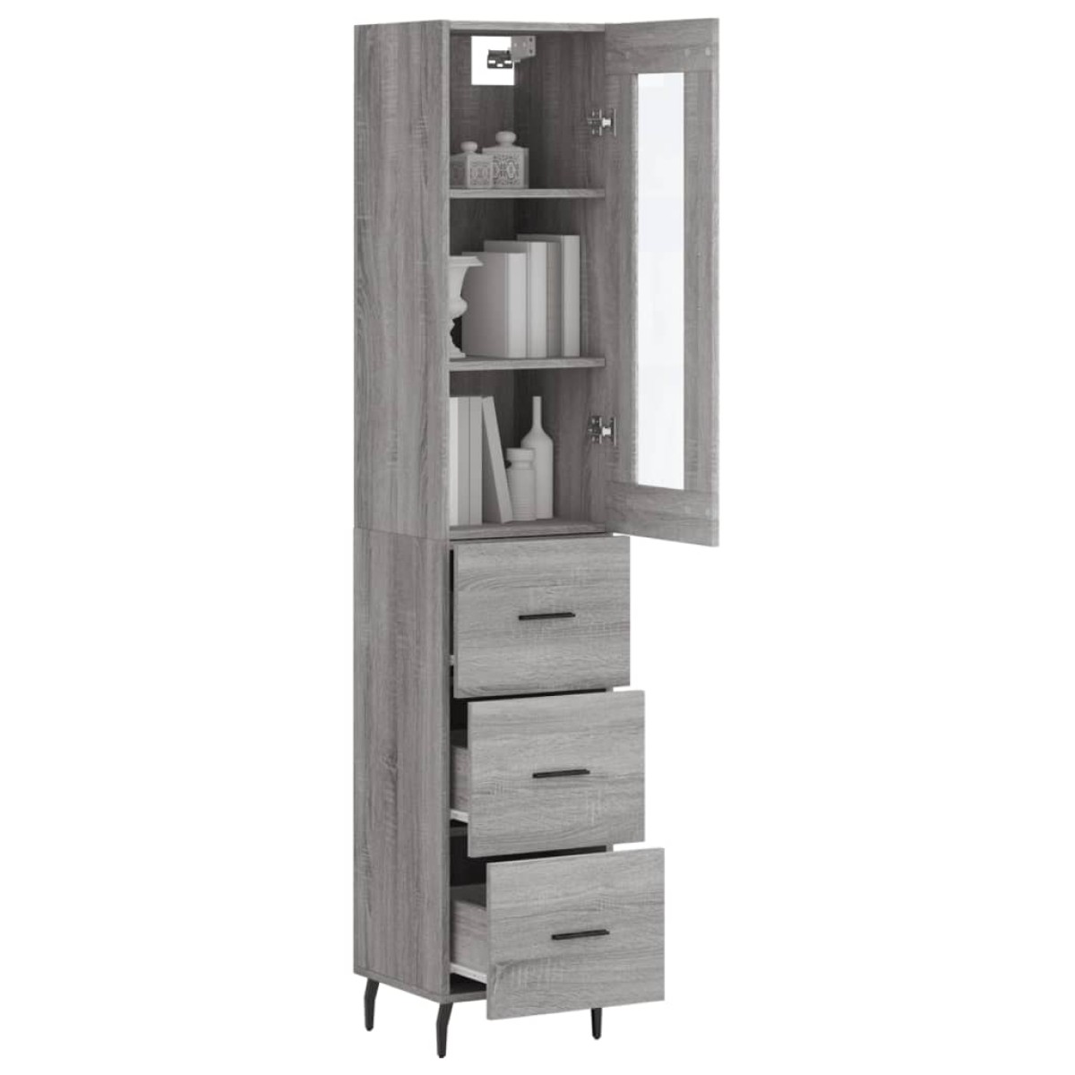 vidaXL Μπουφές Sonoma Γκρι 34,5 x 34 x 180 εκ. από Επεξεργασμένο Ξύλο