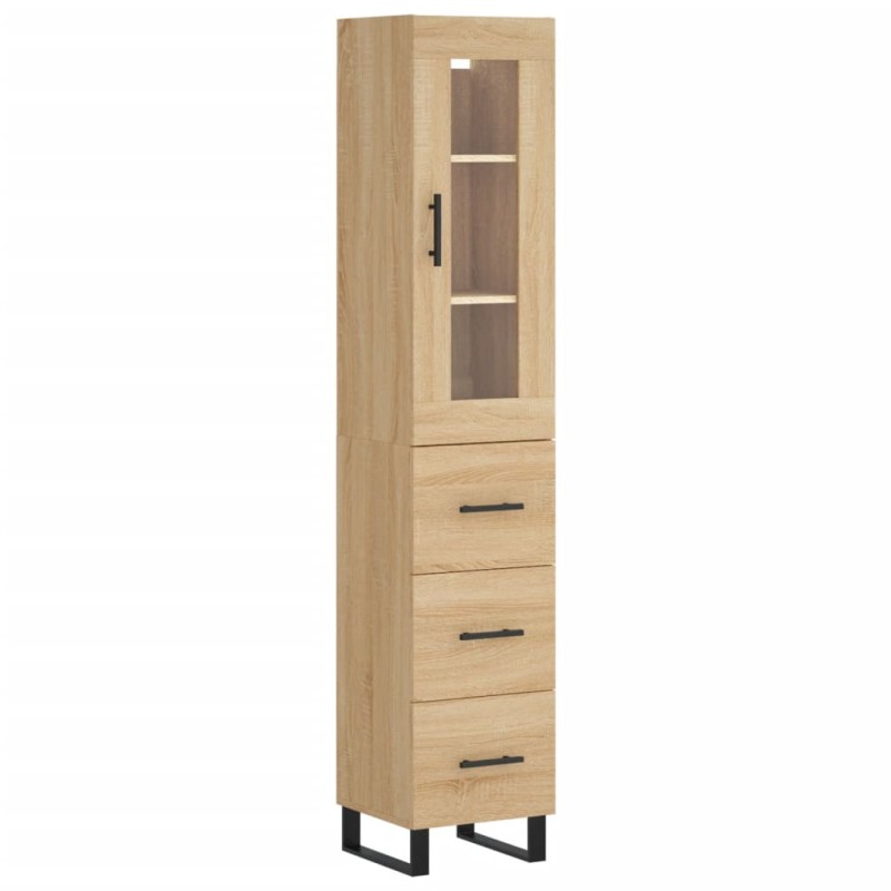 vidaXL Μπουφές Sonoma δρυς 34,5 x 34 x 180 εκ. από Επεξεργασμένο Ξύλο