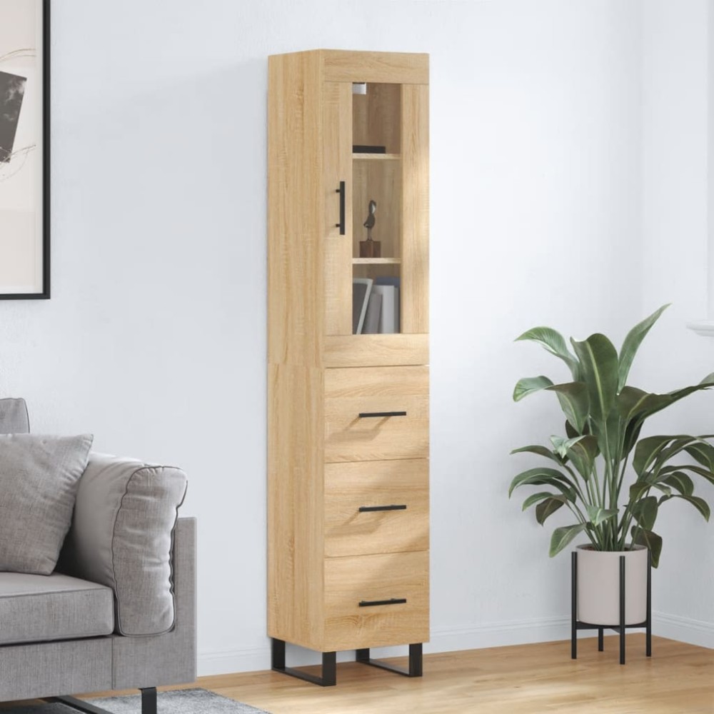 vidaXL Μπουφές Sonoma δρυς 34,5 x 34 x 180 εκ. από Επεξεργασμένο Ξύλο