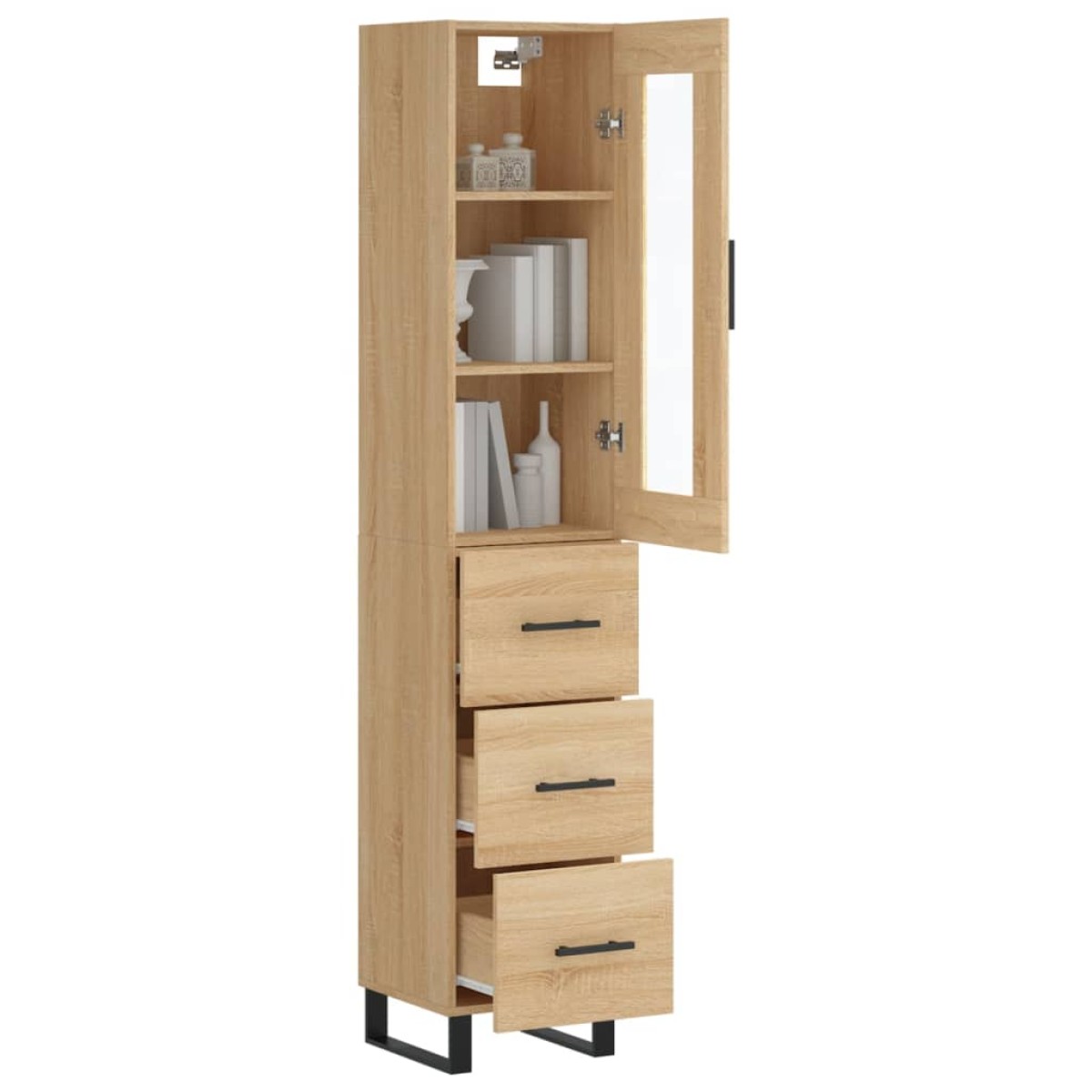 vidaXL Μπουφές Sonoma δρυς 34,5 x 34 x 180 εκ. από Επεξεργασμένο Ξύλο