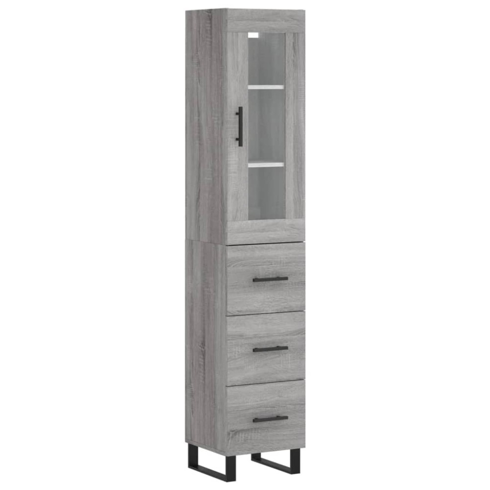 vidaXL Μπουφές Sonoma Γκρι 34,5 x 34 x 180 εκ. από Επεξεργασμένο Ξύλο