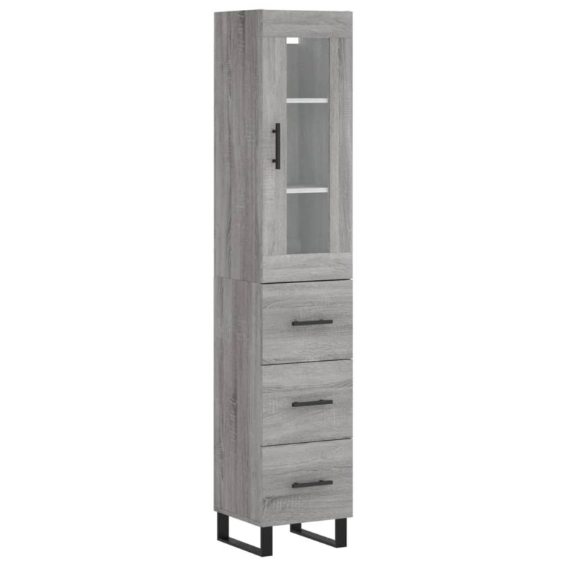 vidaXL Μπουφές Sonoma Γκρι 34,5 x 34 x 180 εκ. από Επεξεργασμένο Ξύλο